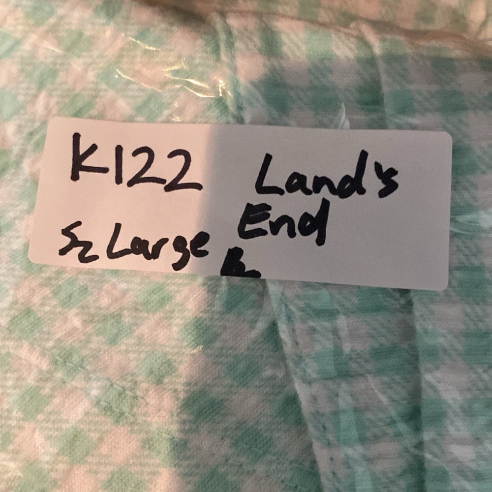 Lands’ End Women’s Teal Green Plaid Top Sz Large - Picture 6 of 6